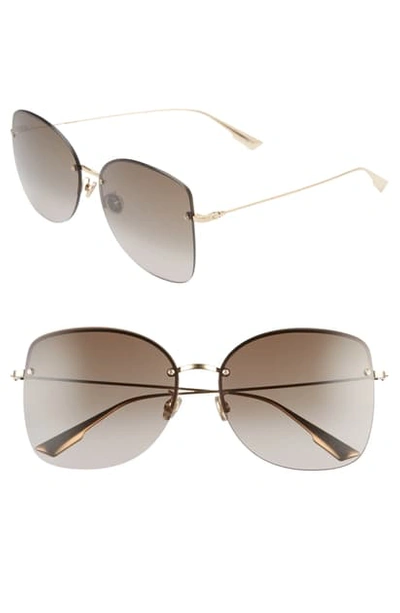 Dior Stell 62mm Special Fit Oversize Rimless Sunglasses In Rose Gold/ Brown Gradient