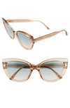 Tom Ford Anya Cat-eye Monochromatic Sunglasses In Shiny Light Brown/gradient Green