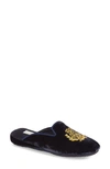 Patricia Green Diana Embroidered Velvet Slippers In Navy