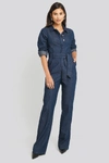 AFJ X NA-KD DENIM JUMPSUIT - BLUE