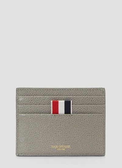 Thom Browne Pebbled Leather Card Holder In Grey