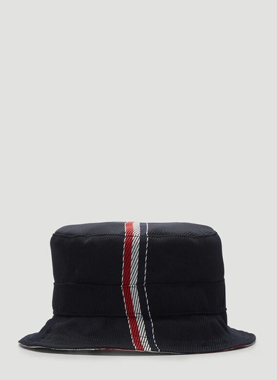 Thom Browne Tricolour-stripe Bucket Hat In Navy