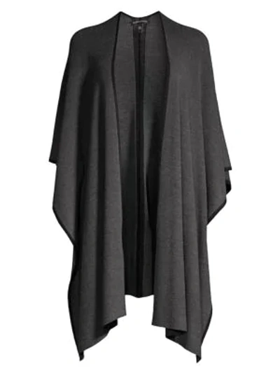 Eileen Fisher Fringe Merino Wool Shawl In Charcoal Black