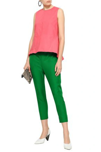 Marni Woman Cropped Twill Tapered Pants Green