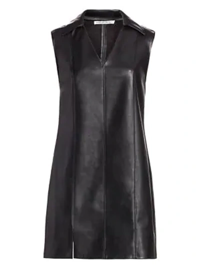 Alexander Wang T Faux Leather Sleeveless Dress In Black