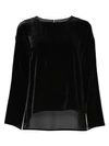 Eileen Fisher Drape Velvet Silk Top In Black