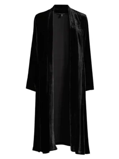 Eileen Fisher Washable Velvet Kimono Jacket In Black