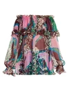 Emilio Pucci Floral-print Ruffled Silk Off-the-shoulder Blouse In Green Peony