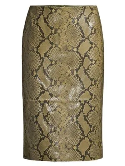 Lafayette 148 Women's Casey Stretch Snake-print Pencil Skirt In Sycamore Green