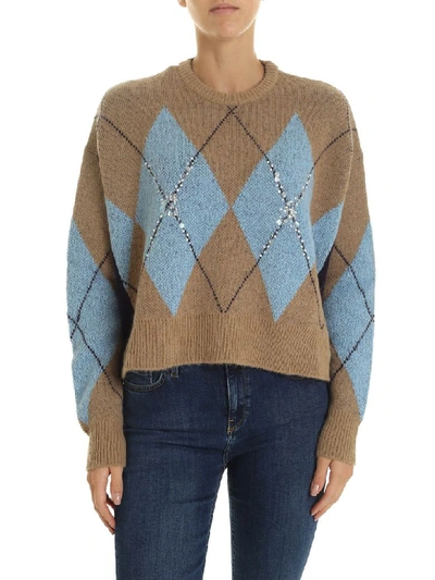 Pinko Sweater In Cammello/azzurro/viola