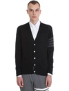 THOM BROWNE CARDIGAN IN BLACK WOOL,11106164