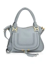 Chloé Medium Marcie Leather Satchel In Faded Blue