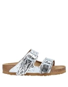 RICK OWENS RICK OWENS X BIRKENSTOCK WOMAN SANDALS SILVER SIZE 4 SOFT LEATHER,11770365QD 9