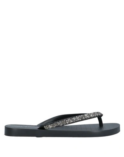 Ipanema Glam Flip Flops In Black With Silver Embellishment