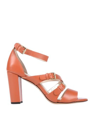 Tila March Open-toe Leather Sandals In Orange