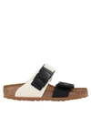 Rick Owens Rotterdam Two-tone Embossed Rubber And Leather Sandals In Black
