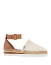 See By Chloé Leather And Canvas Platform Espadrilles In Ivory