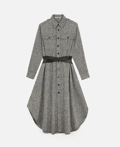 Stella Mccartney Black Salt & Pepper Shirt Dress In Gray