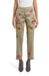 Dries Van Noten Poumas Rose Jacquard Ankle Pants In Gol