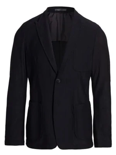 Giorgio Armani Textured Wool Sport Jacket In Black
