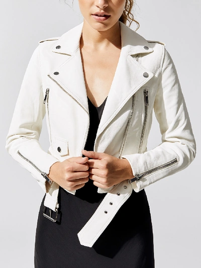 Lth Jkt Mya Cropped Biker Jacket In White