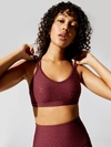 Beyond Yoga Drip Dot Double Back Bra In Team Burgundy-bronze Drip Dot