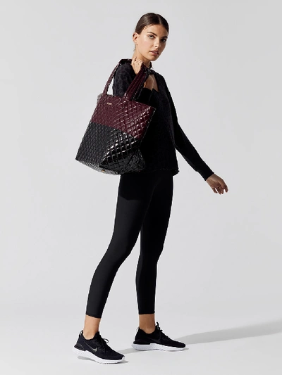 Mz Wallace Large Metro Tote In Port Lacquer & Black Lacquer Colorblock