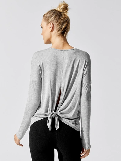 Beyond Yoga Draw The Line Tie Back Pullover In Silver Mist
