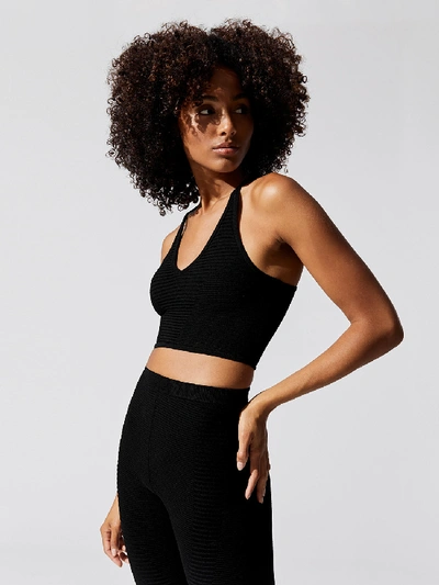 Adam Selman Sport Rib Knit Cropped Tank In Black