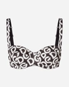 DOLCE & GABBANA JERSEY BALCONETTE BRA WITH DG LOGO PRINT