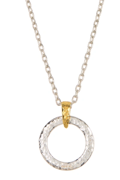 Gurhan 24k Gold Plated Sterling Silver Small Tapered Hoop Ring Pendant Necklace In Silver Gold