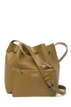 Lancaster Matte Smooth Leather Bucket Bag In Khaki