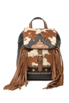 MOSCHINO Leather & Hair Western Studded Backpack