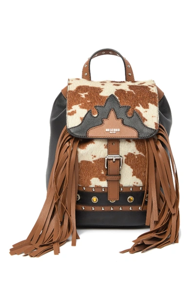 Moschino Leather & Hair Western Studded Backpack In Print
