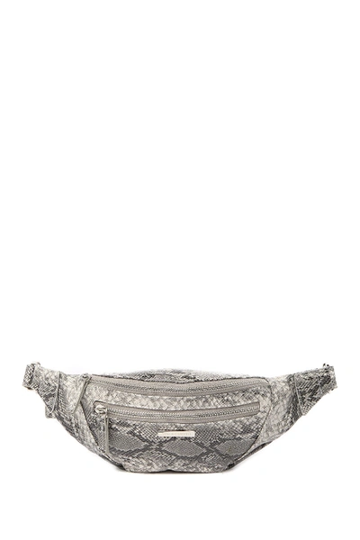 Vince Camuto Snake Embossed Leather Belt Bag In Grey