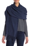 Portolano Solid Cashmere Wrap In H Deep Nav