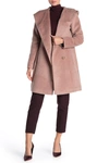 Cole Haan Hooded Wool Blend Coat In Dusty Pink