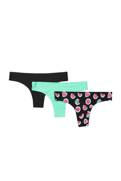 Aqs Seamless Thong In Watermelon/teal/black