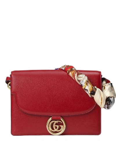 Gucci Gg Ring Leather Shoulder Bag In Red