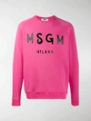 Msgm Logo Print Crewneck Sweatshirt In Pink