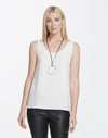 Lafayette 148 Silk Double Georgette Sleeveless Blouse In Cloud