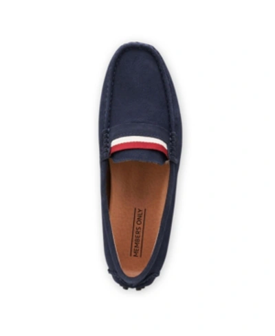 Members Only Men's Leather Moccasin Loafers Men's Shoes In Navy