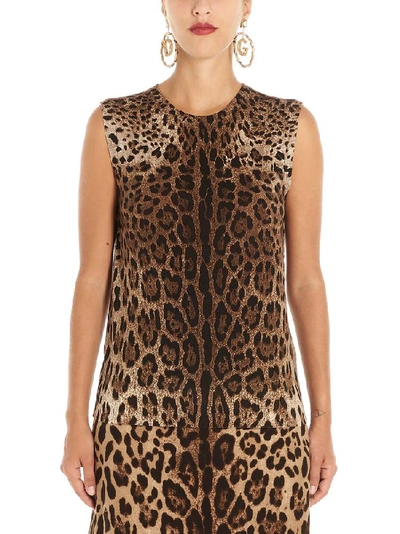 Dolce & Gabbana Printed Top In Brown