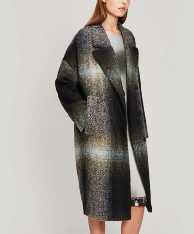 Annette G Kuba Oversized Check Coat In Salvia