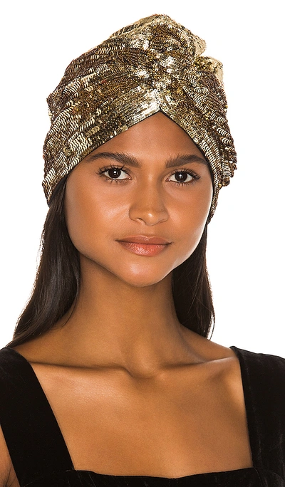 Mary Jane Claverol Maryjane Claverol Adele Turban In Metallic Gold.