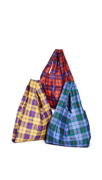 Baggu Standard  Triple Set In Blue/red/yellow Tartan