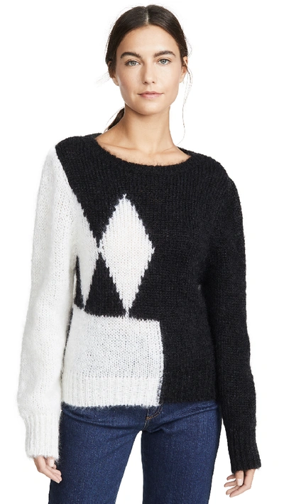 Alexa Chung Mohair Intarsia Jumper In Black/white