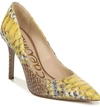 Sam Edelman Hazel Pointy Toe Pump In Yellow Multi Leather