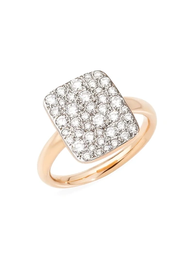 Pomellato Women's Sabbia 18k Rose Gold & Diamond Rectangular Ring