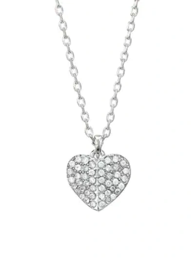 Kate Spade Mini Heart Cubic Zirconia Pendant Necklace In Silver